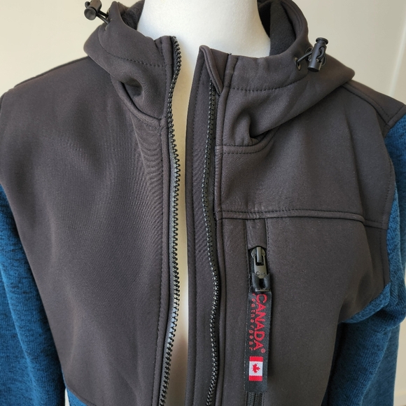 Canada Weather Gear Jacket Cozy Hooded Sweater Fleece Zip Up Blue Black Small - Picture 6 of 16